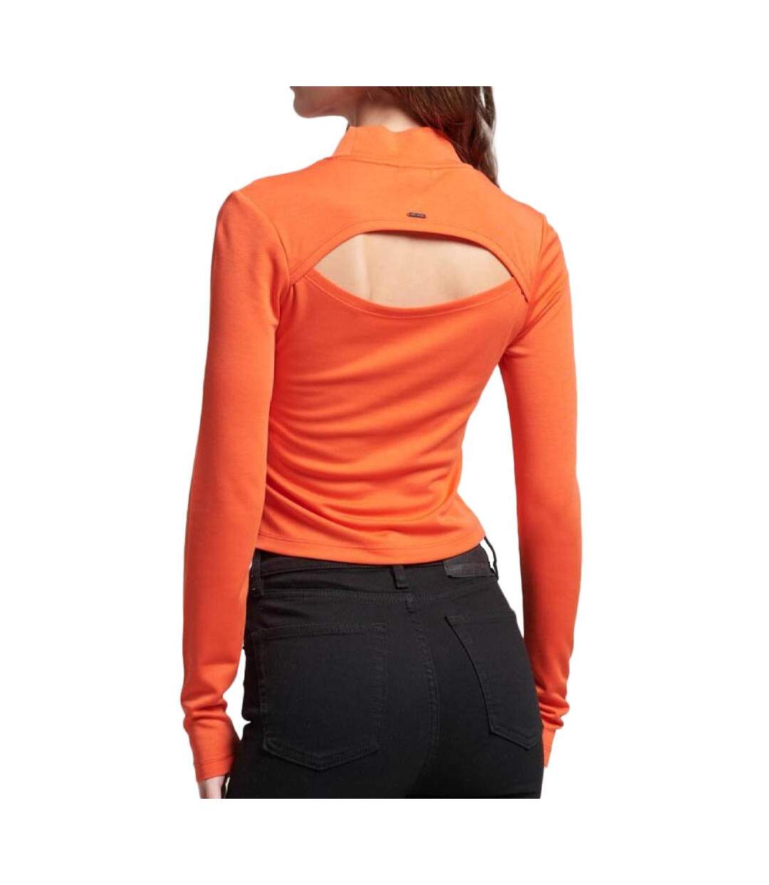 T-Shirt manches longues orange femme superdry open back-2