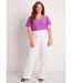 Pantalon large uni taille semi élastiquée-3