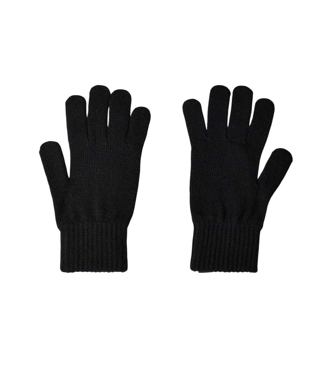 Ribbed Wool Logo Gloves Black Boss-2