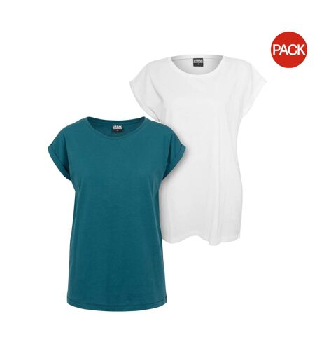T-shirts Femme Bleu Sarcelle Blanc Urban Classics