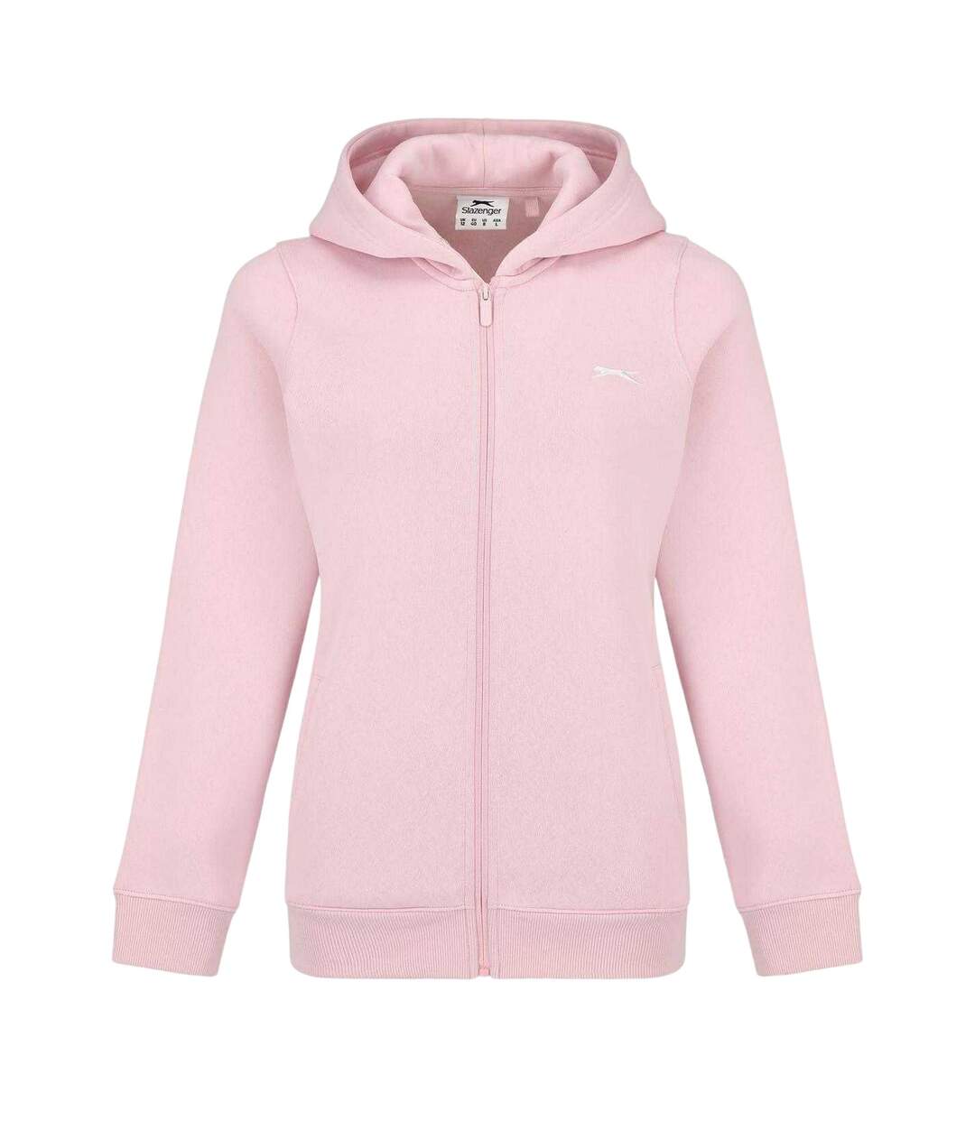 Womens/ladies Logo Fitted Full Zip Hoodie Baby Pink Slazenger-1
