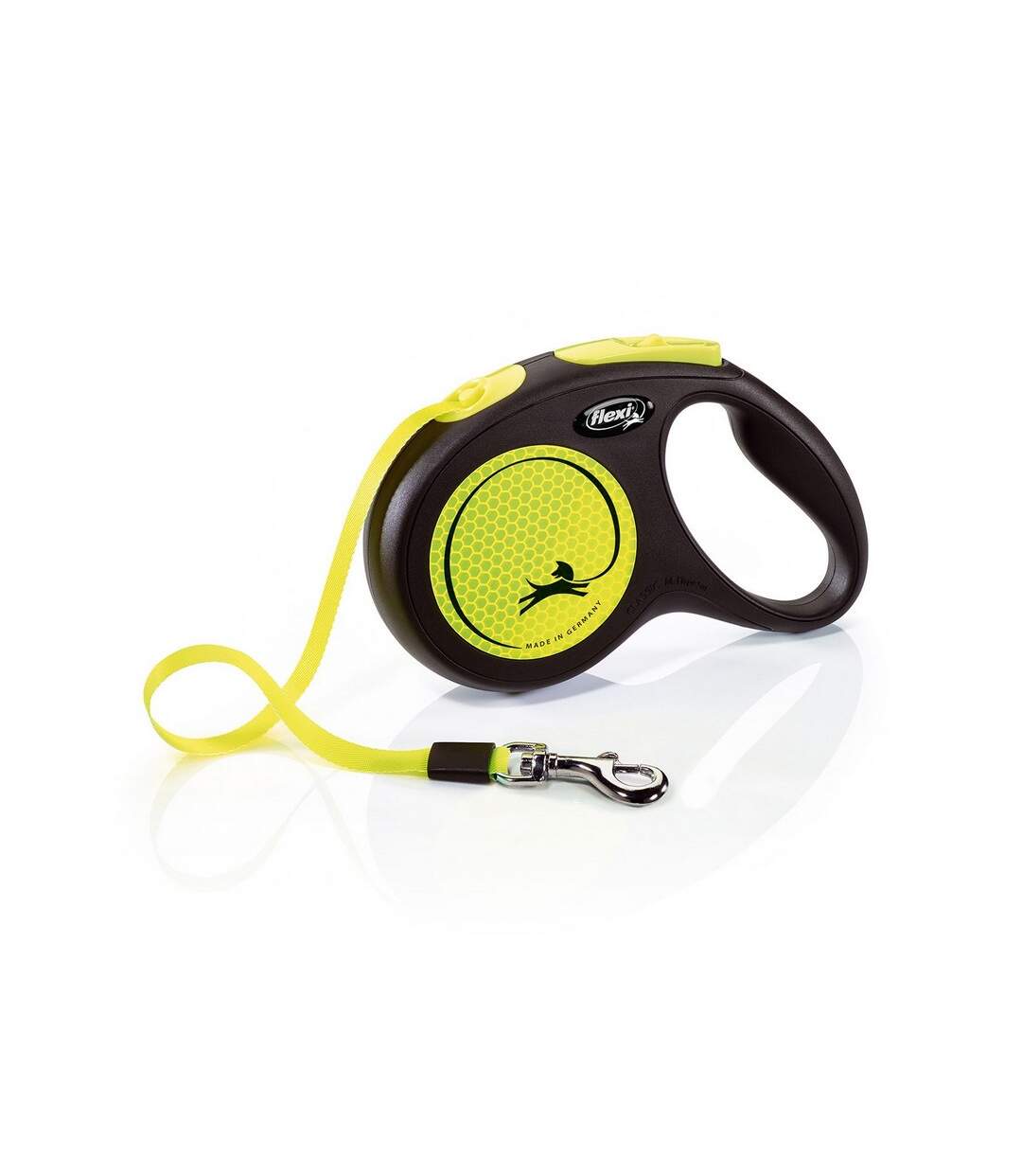 Medium neon taped retractable dog lead 5m yellow/black Flexi-1