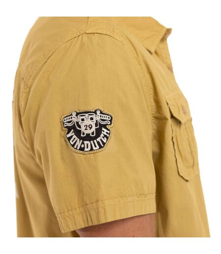 Chemise homme manches courtes en popeline patch et print dos Derek Vondutch