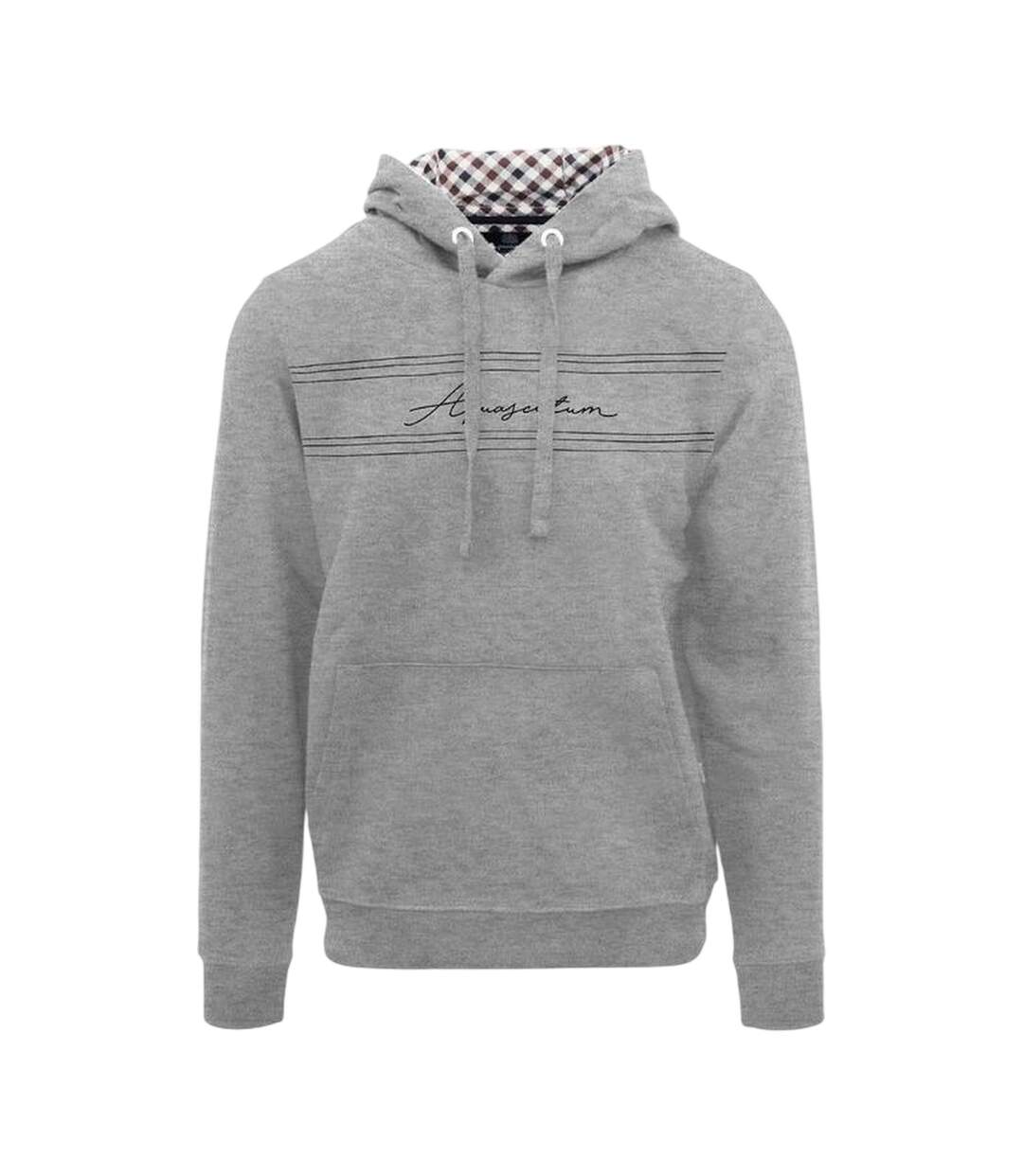 Sweat À Capuche Motif/style Signature Homme Gris Aquascutum-1