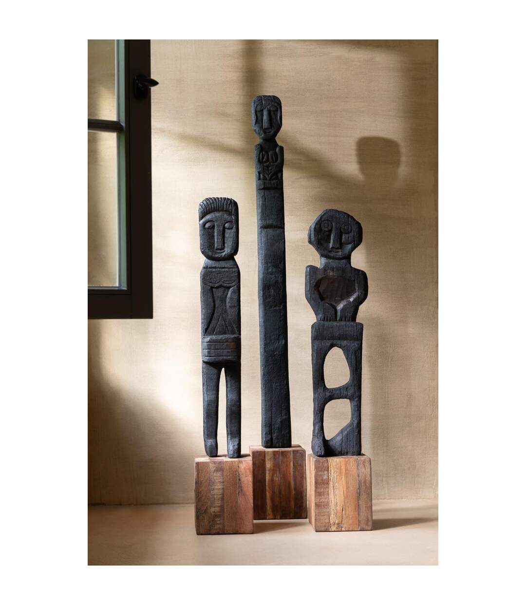 Statue Déco en Bois Mara 107cm Noir-2