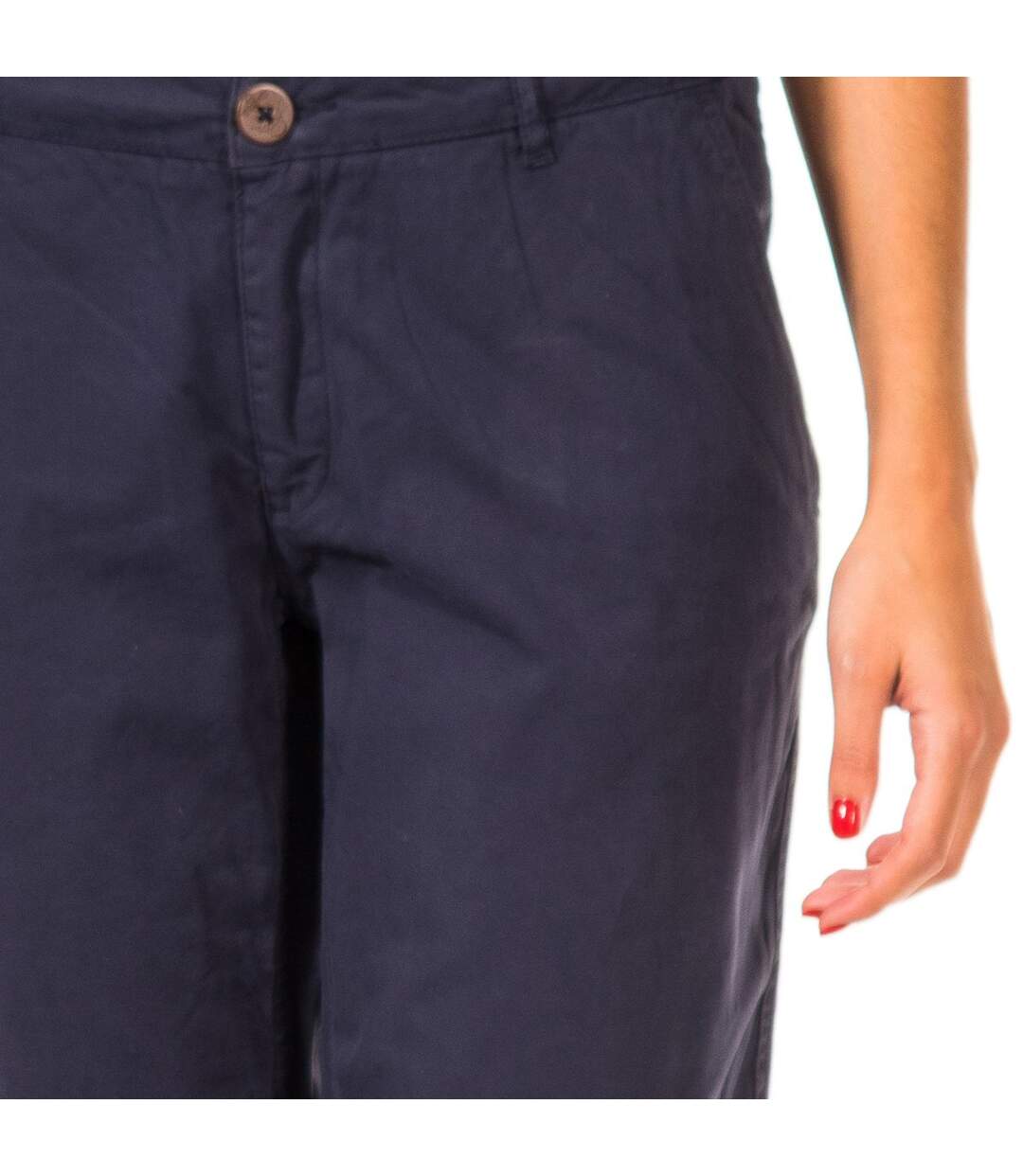 Long straight-cut trousers with hems 31696000 woman-2