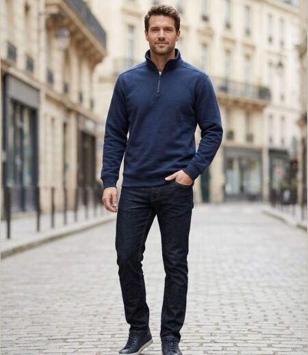 CHALLENGER PALERME2 — Sweat col camionneur marine : le confort chaud et robuste