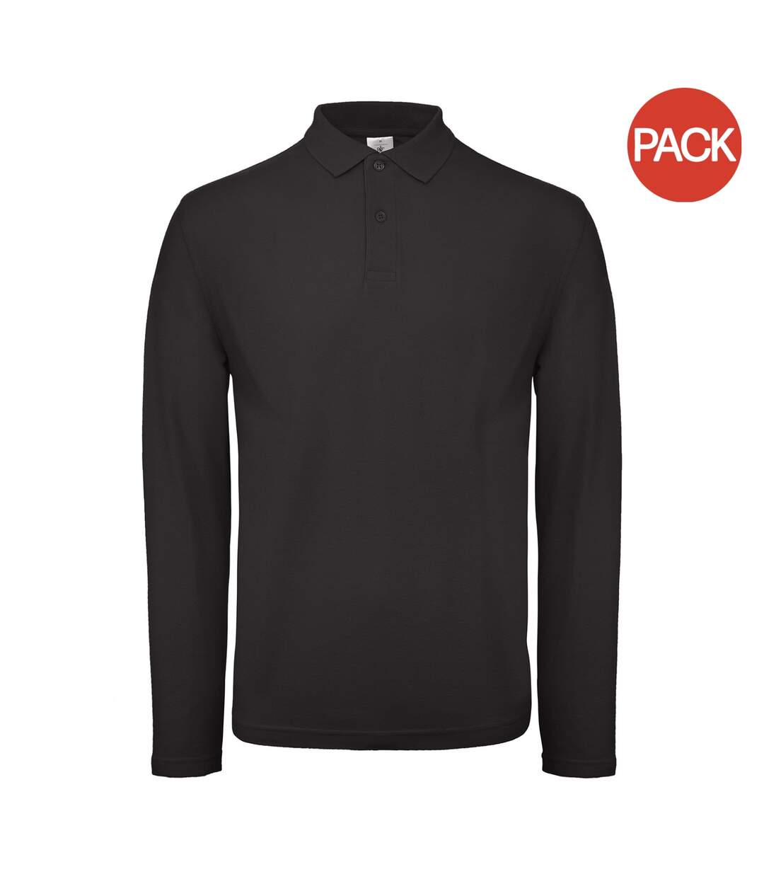 Pack of 2  Id.001 mens long sleeve polo  jet black B&C-1