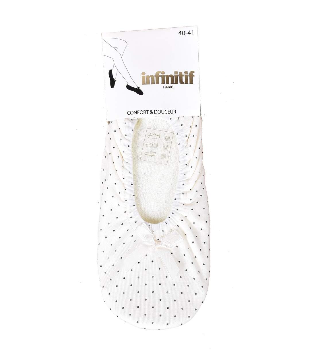 Pantoufles femme INFINITIF Chaussons ballerines Ballerines Pois Beige-2
