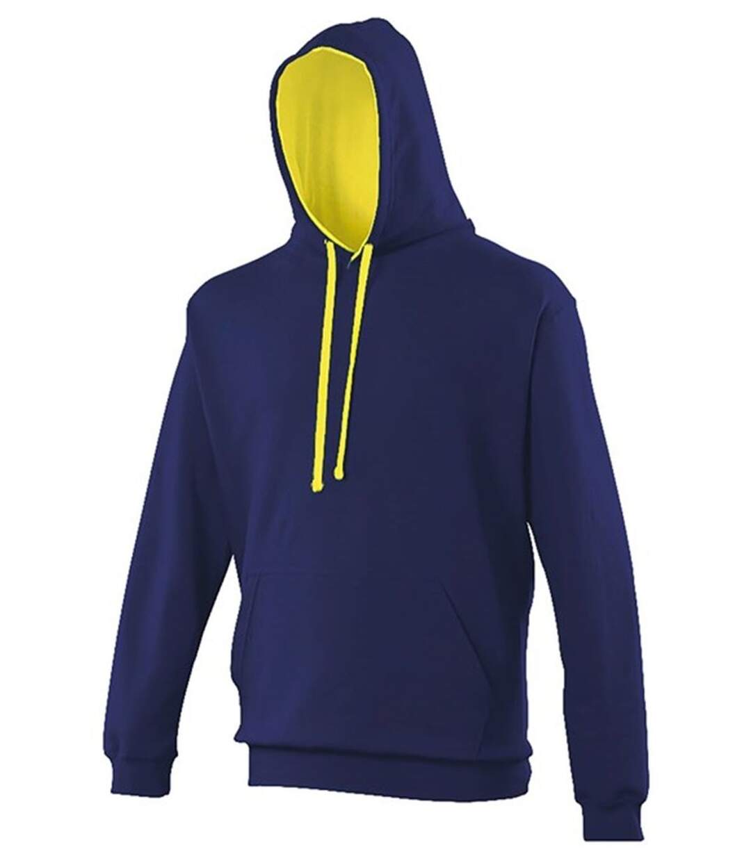 Sweat à capuche contrastée unisexe - JH003 - bleu marine et jaune-1