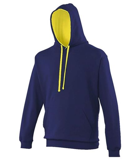 Sweat à capuche contrastée unisexe - JH003 - bleu marine et jaune