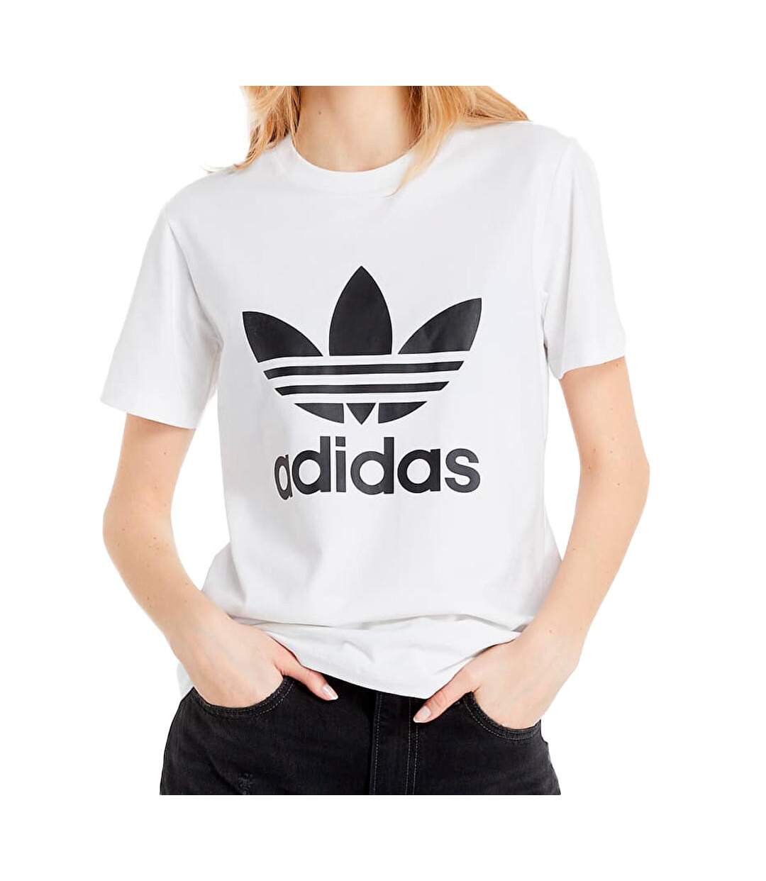 T-shirt Blanc Femme Adidas Boyfriend - 34