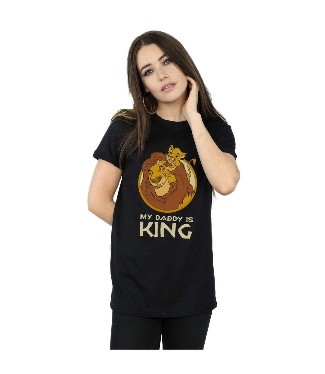 Disney Womens/Ladies The Lion King My Daddy Is King Cotton Boyfriend T-Shirt (Noir) - UTBI29094-2