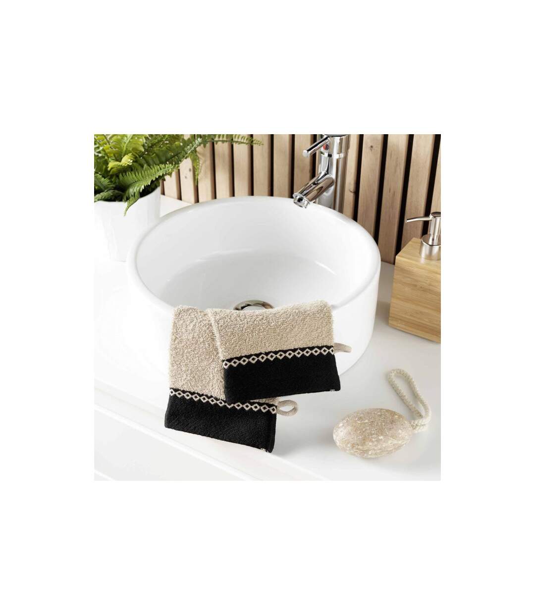 Lot de 2 Gants de Toilette Majesty 15x21cm Sable-3