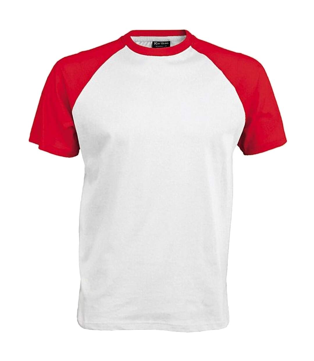 T-shirt de baseball à manches courtes  pour homme blanc/rouge Kariban-1