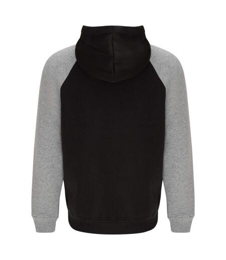 Sweat à capuche badet adulte noir uni / gris chiné Roly