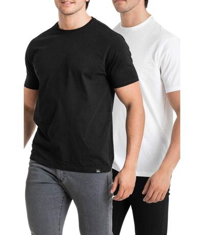 T-shirts essentiels coton bio labellisé, lot de 2 BLANC/NOIR