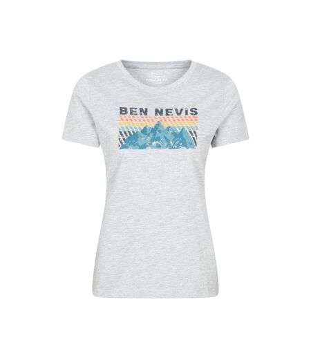 Womens/ladies Ben Nevis Mountain T-shirt Light Grey Mountain Warehouse