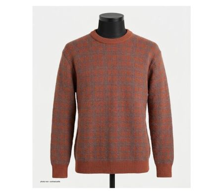Pull Jacquard MAYFLOWER RH077T - Maille 30% laine Orange Tomette & Acier : confort et style