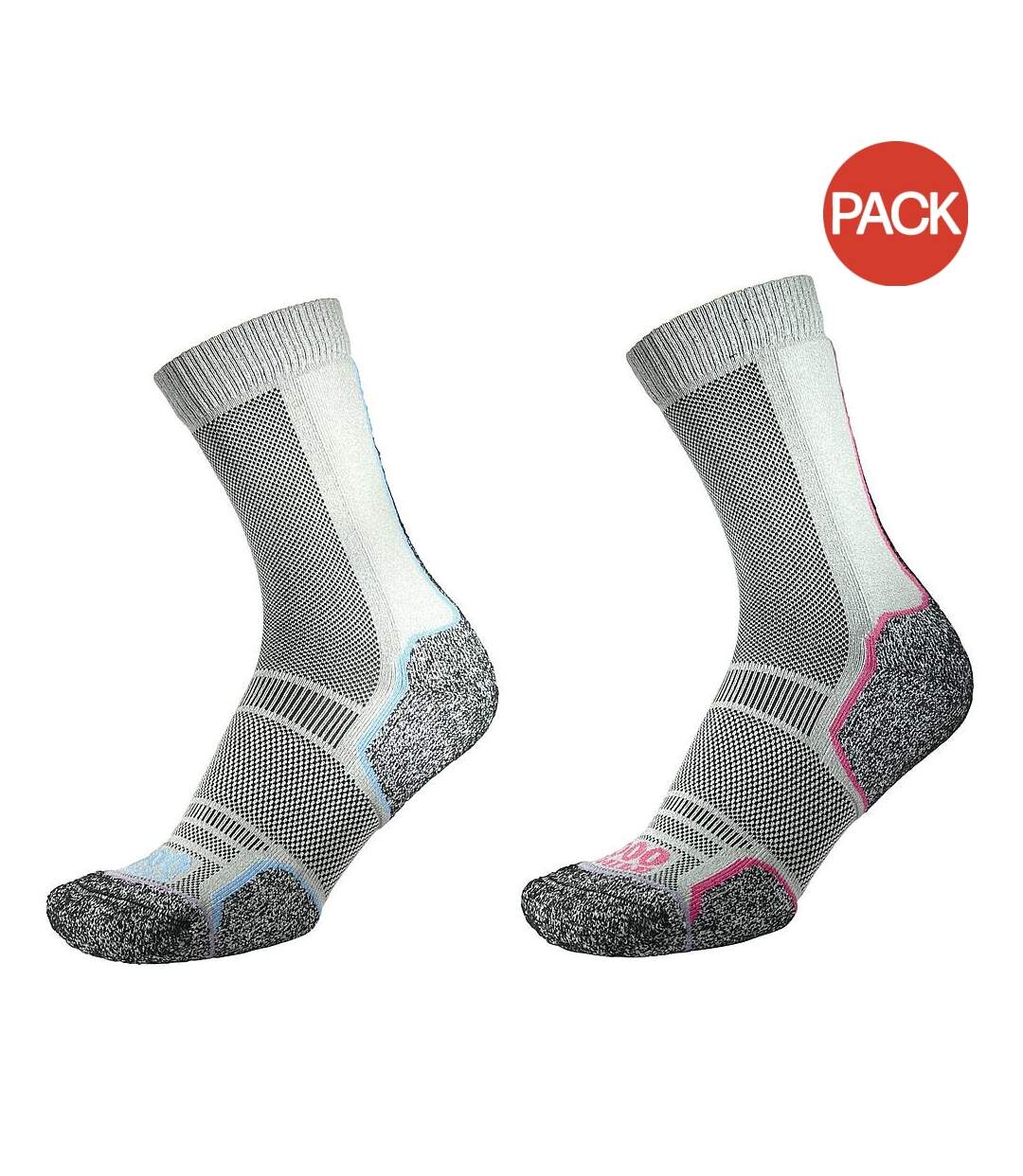 Chaussettes trek femme argenté / bleu / rose 1000 Mile-1