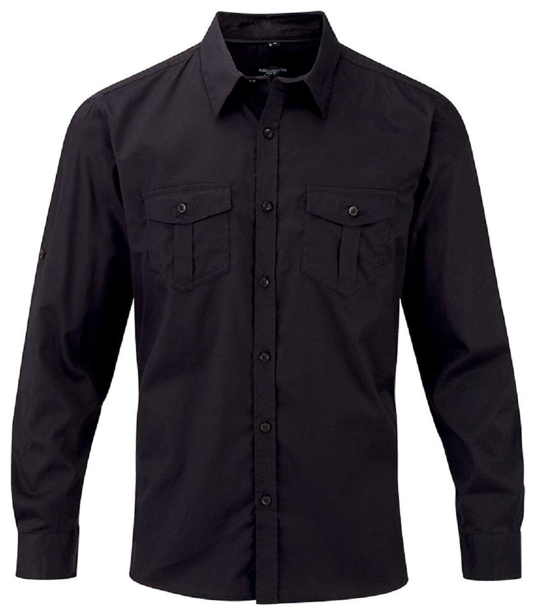 chemise manches longues retroussables - R-918M-0 - noir - homme-1