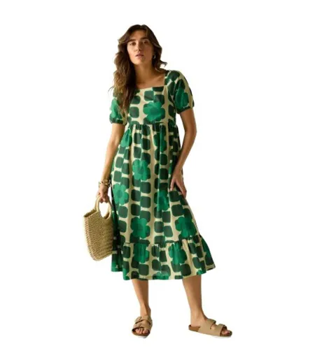 Womens/ladies Orla Kiely Giant Square Flower Summer Midi Dress Green Regatta
