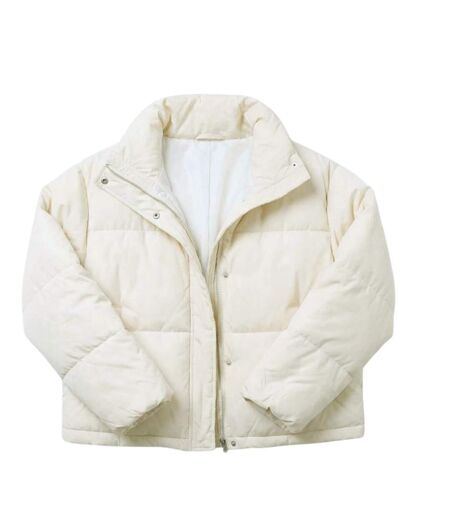 Doudoune courte pour femme beige avec capuche et poches pratiques