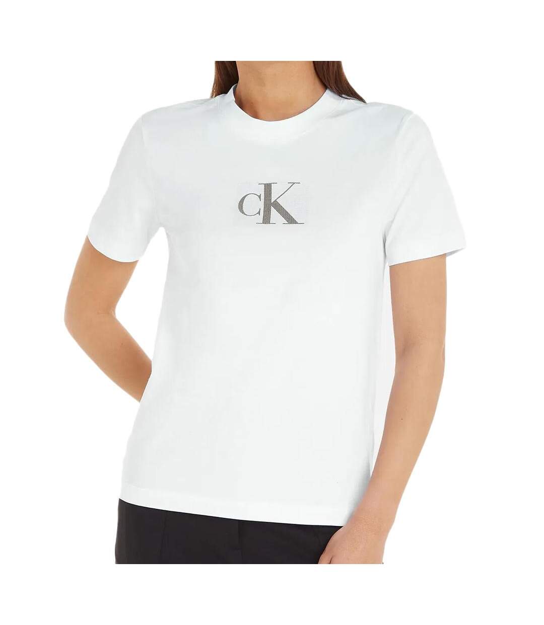 T-shirt Blanc Femme Calvin Klein Jeans Sequin - S-1