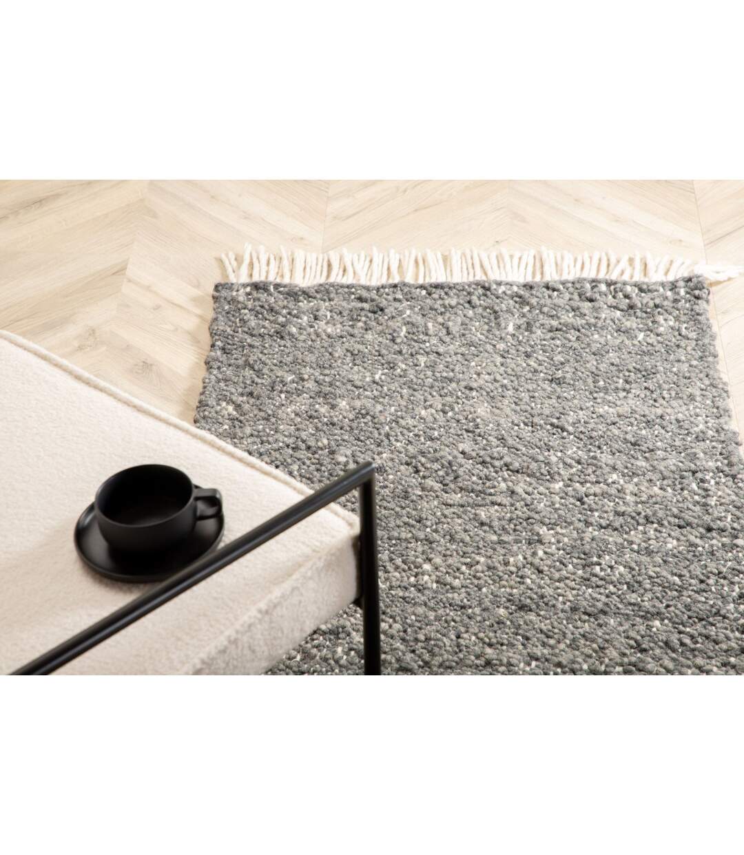 Tapis Déco en Laine Betina 80x250cm Gris-5