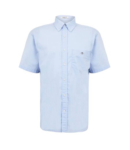 Mens Classic Logo Poplin Short-sleeved Shirt Light Blue Gant