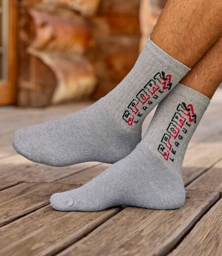 Pack of 5 Men's Pairs of Sports Socks - Black White Grey