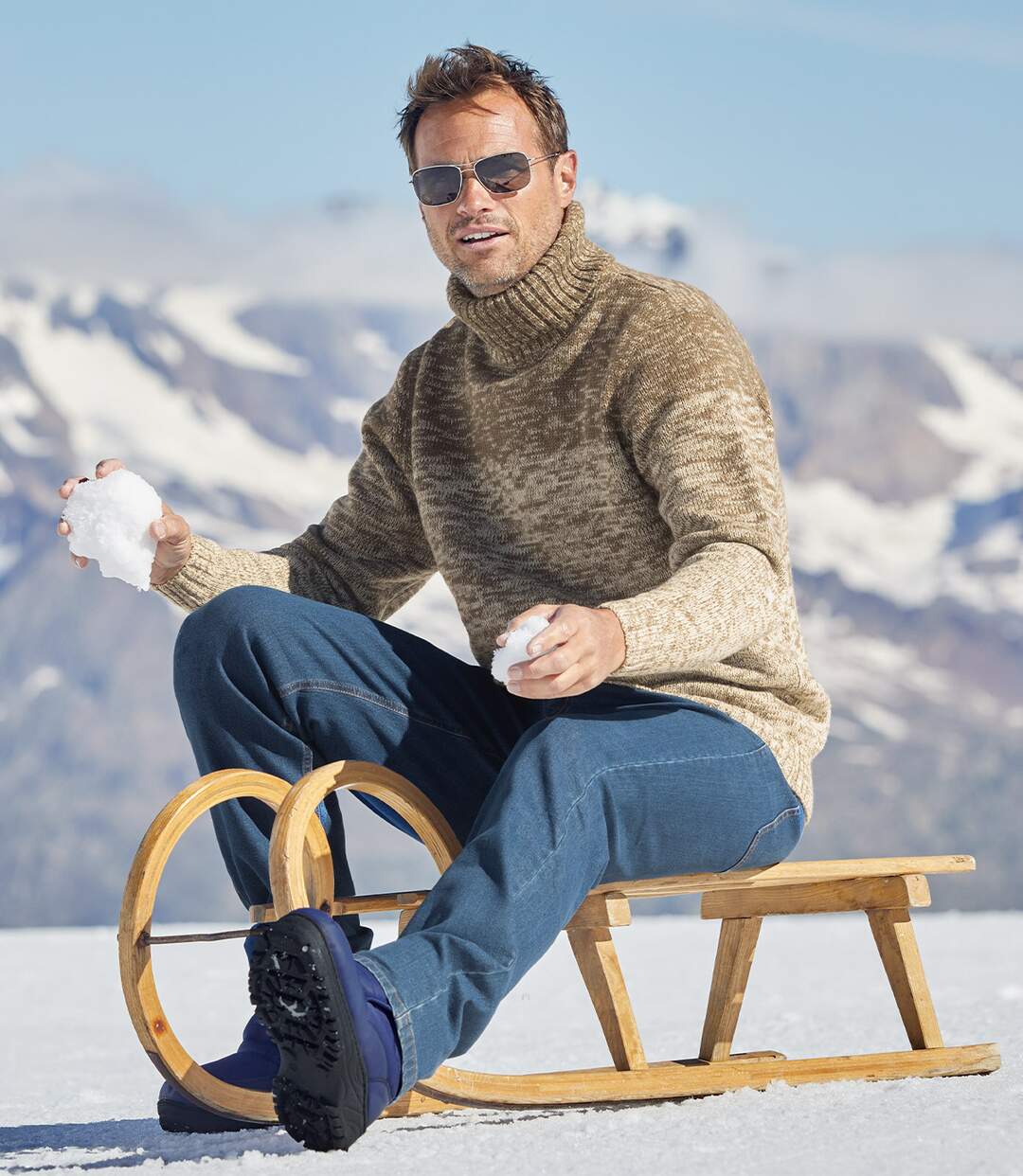 Melierter Rollkragenpullover-2