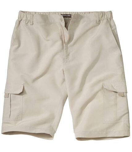 Men's Beige Cargo Shorts - Elasticated Waist