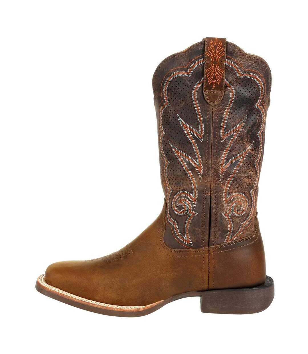 Womens/ladies Lady Rebel Pro Full Grain Leather Cowboy Boots Distressed Cognac Durango-4