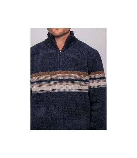Pull chenille col camionneur zippé rayures LATORIA
