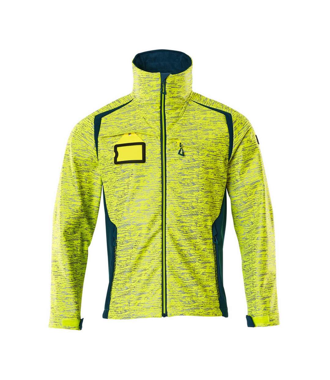 Mens Accelerate Safe Soft Shell Jacket Hi Vis Yellow Dark Petroleum Mascot-1