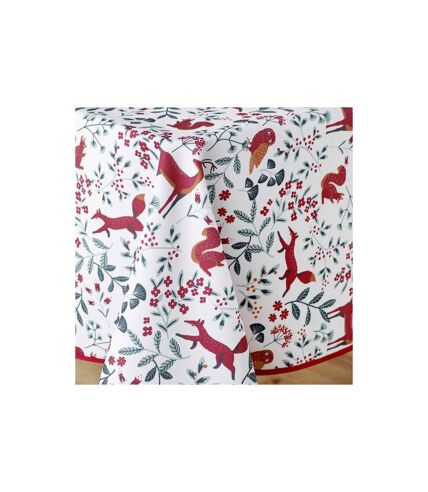 Nappe Imprimé Forestine 150x240cm Blanc & Rouge