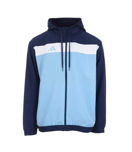 Mens Tiro Essentials Woven Full Zip Hoodie Blue Adidas