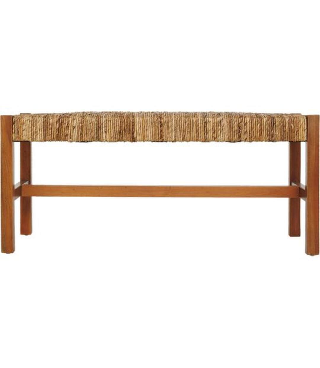 Banc 2 places avec assise tressée en bois SIDOAN - Marron-5