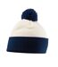 Bonnet Snowstar Adulte Blanc Cassé Bleu Marine Beechfield-1