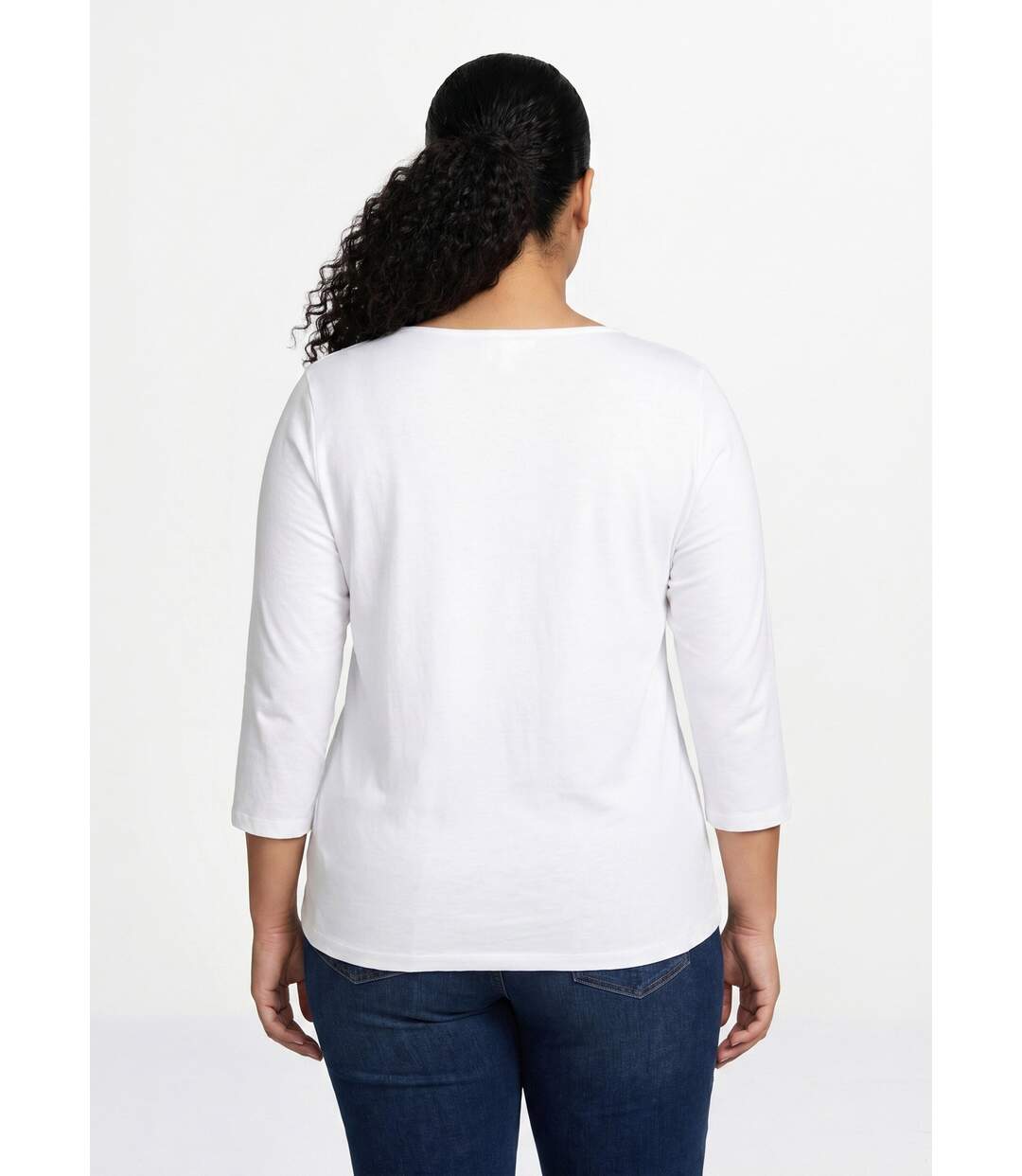 T-shirt coton et dentelle manches 3/4-2