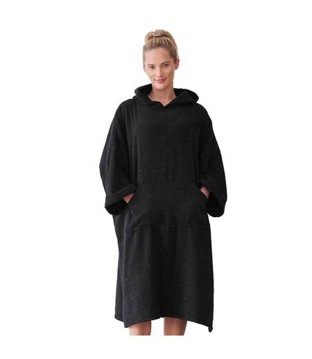 Unisex adult oversized poncho black Towel City