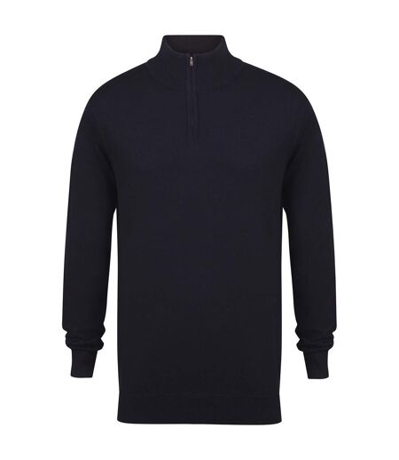 Mens Zip Neck Sweatshirt Navy Henbury
