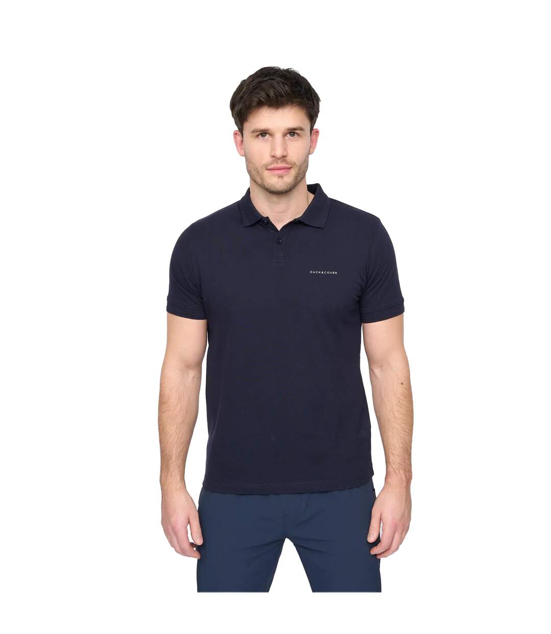 Mens Limatar Short-sleeved Polo Shirt Navy Duck And Cover-3