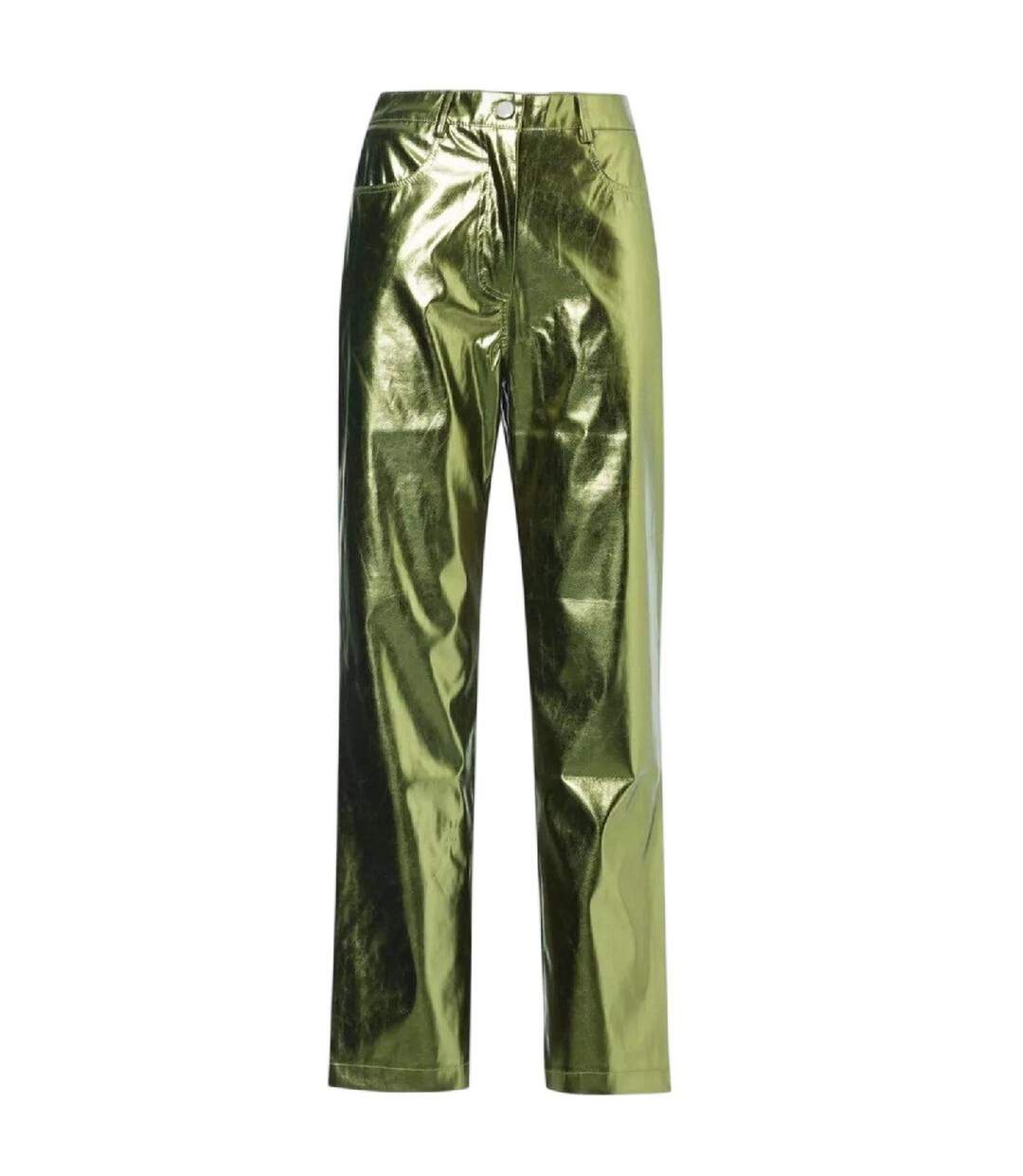 Unisex Adult Lupe Metallic 5 Pockets Trousers Green AmyLynn-2