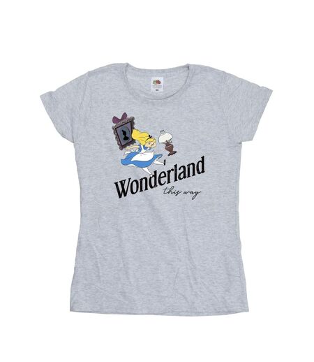 Disney T-shirt en coton Femmes/Ladies Alice In Wonderland This Way (Gris sportif) - UTBI6922