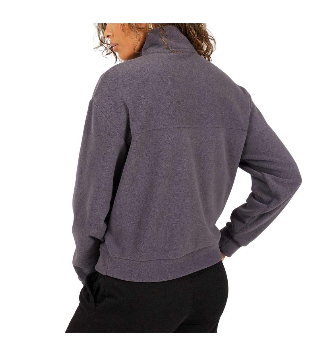 Womens/ladies Polar Fleece Quarter Zip Sweatshirt Charcoal Brave Soul-3