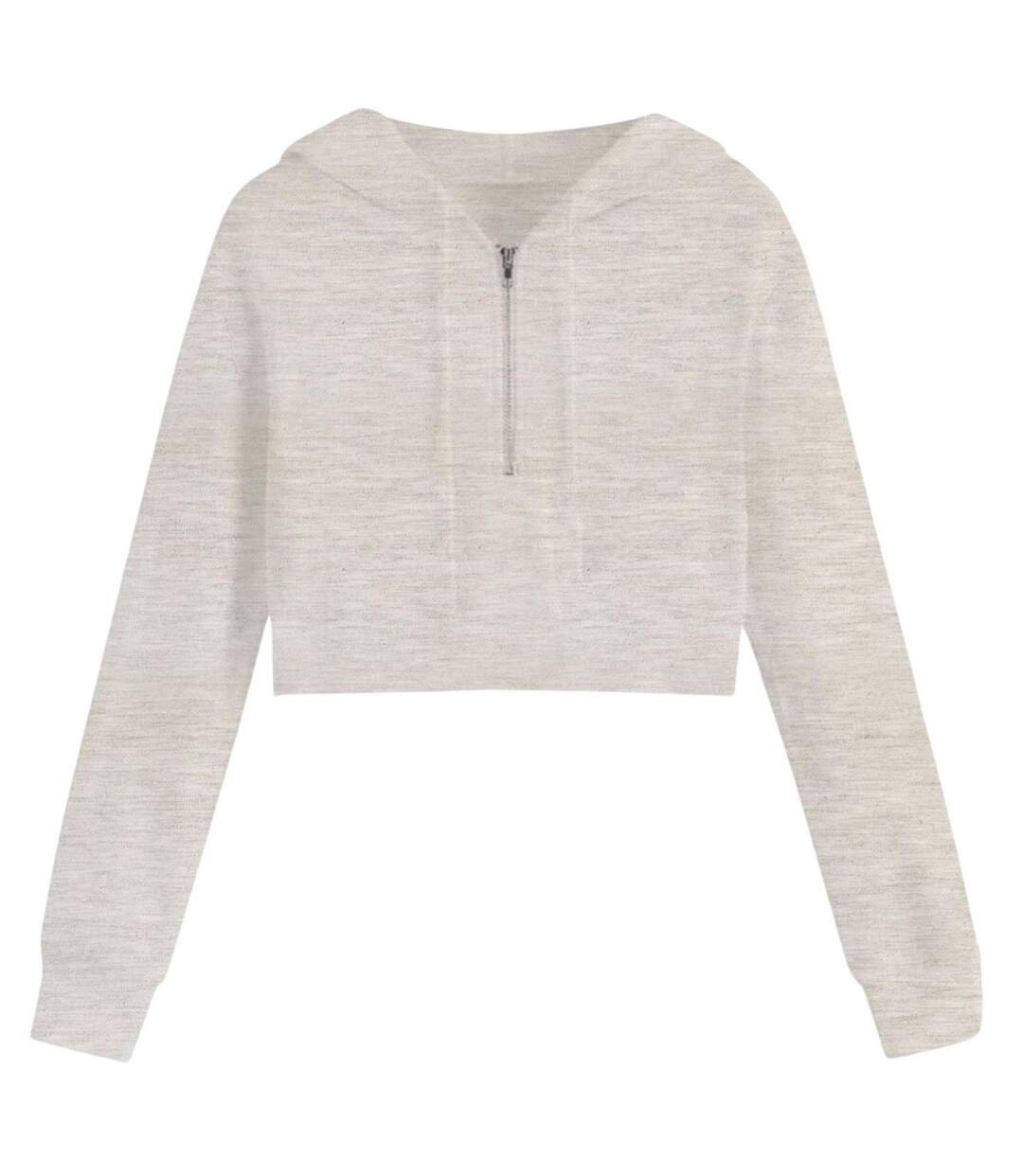 Sweat Court À Capuche Femme Beige Miso-1
