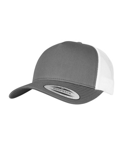 Unisex adult two tone 5 panel trucker cap charcoal/white Flexfit