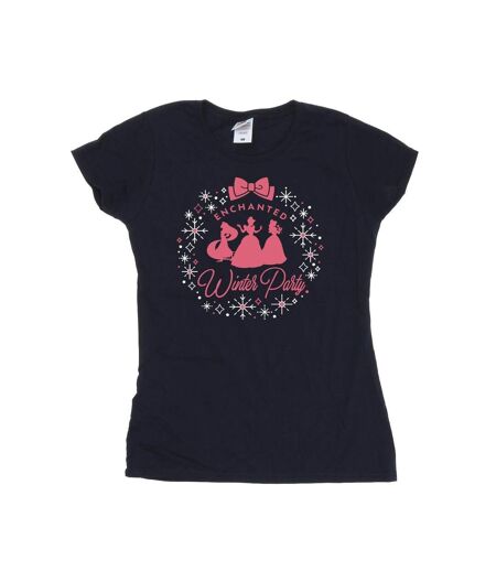 Disney T-shirt en coton Femmes/Dames Princesse fête d'hiver (Bleu marine) - UTBI37346